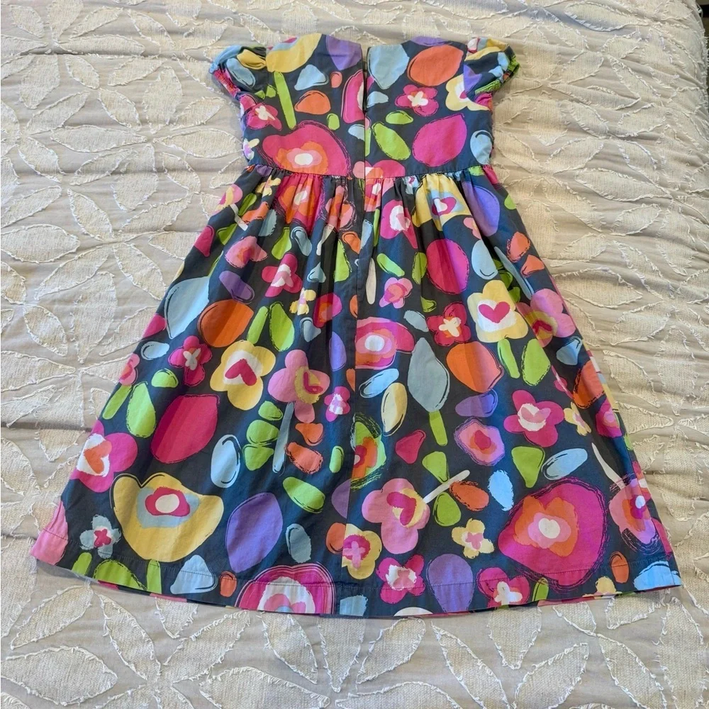 Hanna Andersson Floral Ruffle Dress Girls Size 120 Soft Cotton Spring